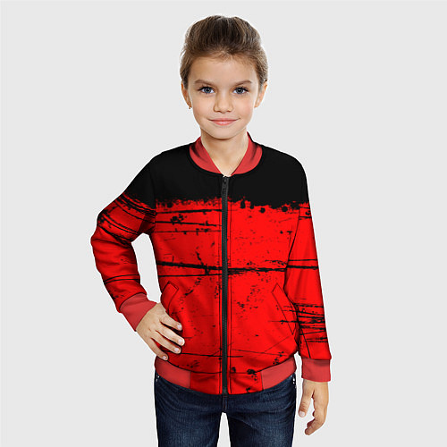 Детский бомбер КРАСНЫЙ ГРАНЖ RED GRUNGE / 3D-Красный – фото 4