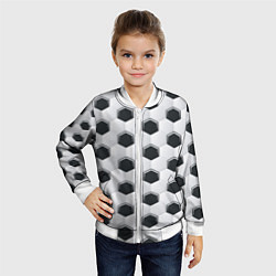 Бомбер детский Текстура футбольного мяча, цвет: 3D-белый — фото 2
