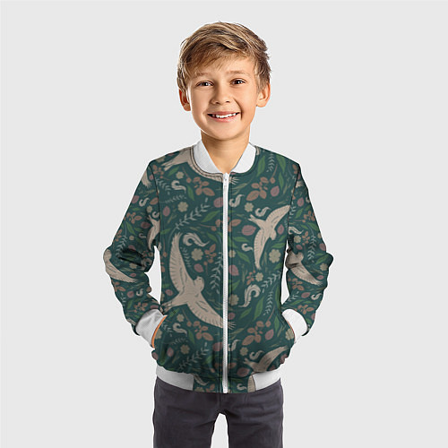 Детский бомбер Ласточкина политра / 3D-Белый – фото 3