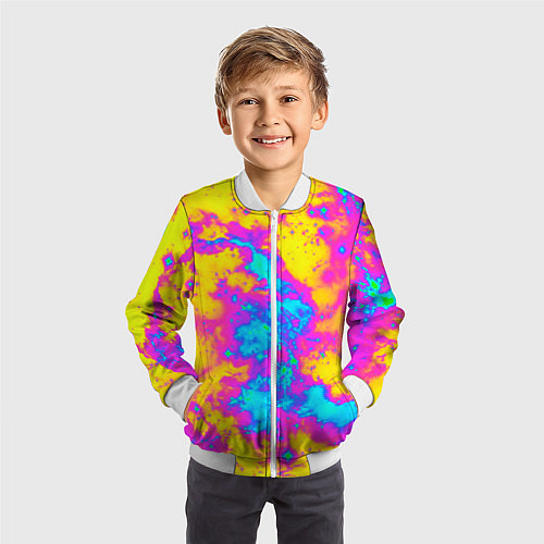 Детский бомбер Яркая абстракция космических красок / 3D-Белый – фото 3
