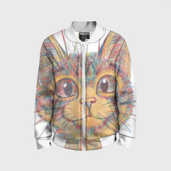 Бомбер детский A 018 Цветной кот, цвет: 3D-белый