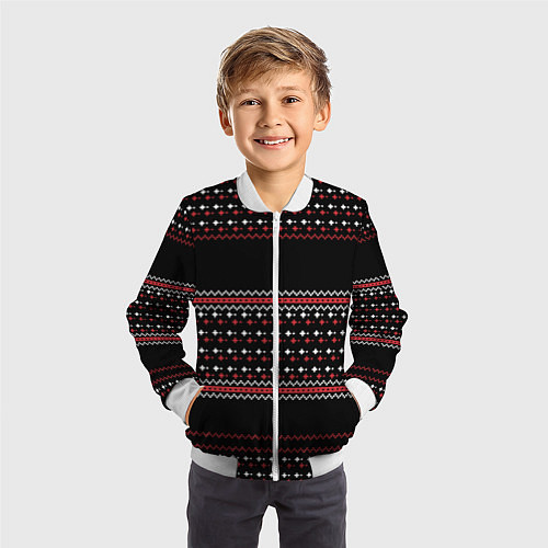 Детский бомбер НОВОГОДНИЙ ПАТТЕРН SWEATER / 3D-Белый – фото 3