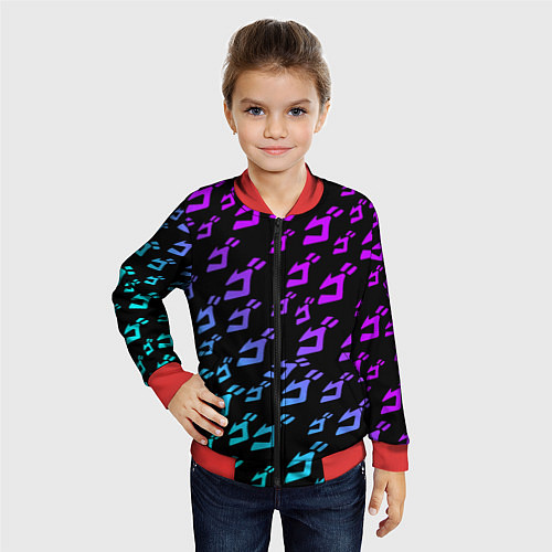 Детский бомбер JOJOS BIZARRE ADVENTURE NEON PATTERN НЕОН УЗОР / 3D-Красный – фото 4
