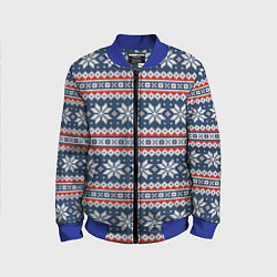 Бомбер детский Knitted Christmas Pattern, цвет: 3D-синий