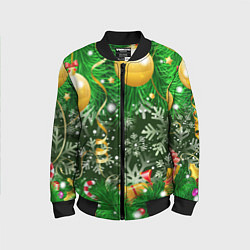Бомбер детский Новогоднее Настроение Елка, цвет: 3D-черный