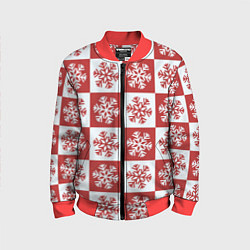 Бомбер детский Шахматные Снежинки, цвет: 3D-красный
