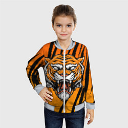 Бомбер детский Разгневанный тигр голова, цвет: 3D-серый — фото 2