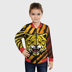Бомбер детский Рычащий тигр голова, цвет: 3D-красный — фото 2