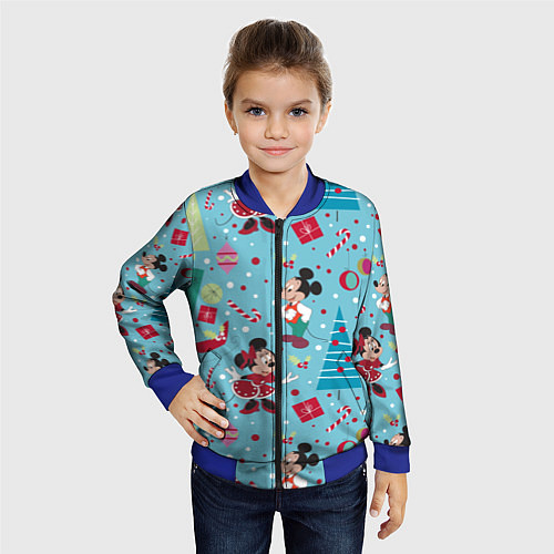 Детский бомбер Mickey and Minnie pattern / 3D-Синий – фото 4