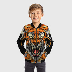 Бомбер детский Символ года тигр в гневе, цвет: 3D-черный — фото 2