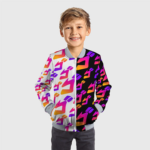 Детский бомбер JOJO BIZARRE ADVENTURE ДЖО ДЖО УЗОР / 3D-Серый – фото 3