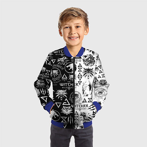 Детский бомбер THE WITCHER LOGOOMBING ВЕДЬМАК ПАТТЕРН / 3D-Синий – фото 3