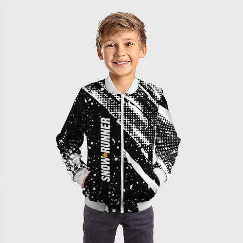Детский бомбер SnowRunner Logo / 3D-Белый – фото 3