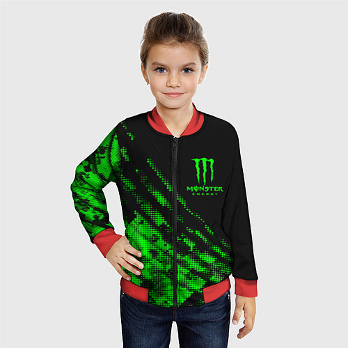 Детский бомбер Monster Energy Текстура / 3D-Красный – фото 4