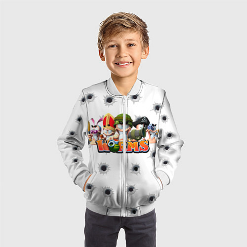 Детский бомбер Wormsчервяки / 3D-Белый – фото 3