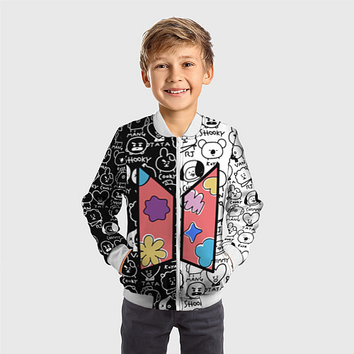 Детский бомбер Permission To Dance SPLIT BT21 / 3D-Белый – фото 3