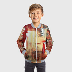 Бомбер детский Мазки краски красный, цвет: 3D-серый — фото 2