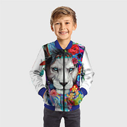Бомбер детский Лев - сильный взгляд, цвет: 3D-синий — фото 2