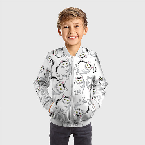Детский бомбер КОТИКИ МЕМ МЯУ / 3D-Белый – фото 3