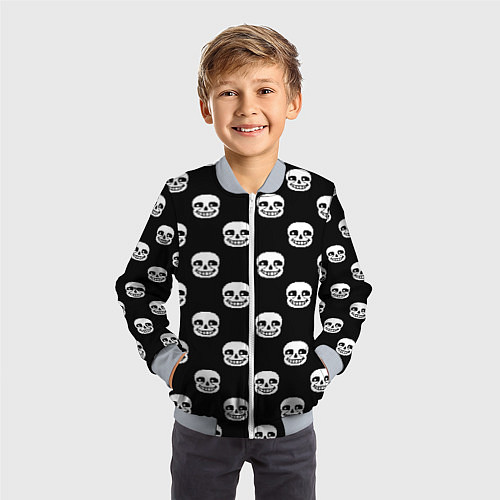 Детский бомбер UNDERTALE SANS SKULL FACE PATTERN УЗОР / 3D-Серый – фото 3