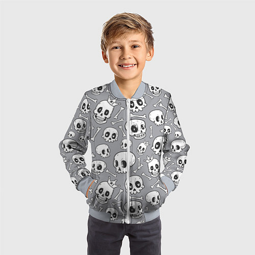 Детский бомбер Skulls & bones / 3D-Серый – фото 3