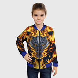 Бомбер детский Маска тигра в огне, цвет: 3D-синий — фото 2