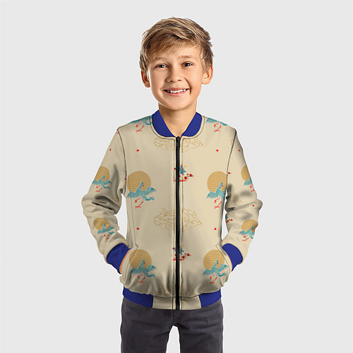 Детский бомбер Китайский орнамент Феникс / 3D-Синий – фото 3