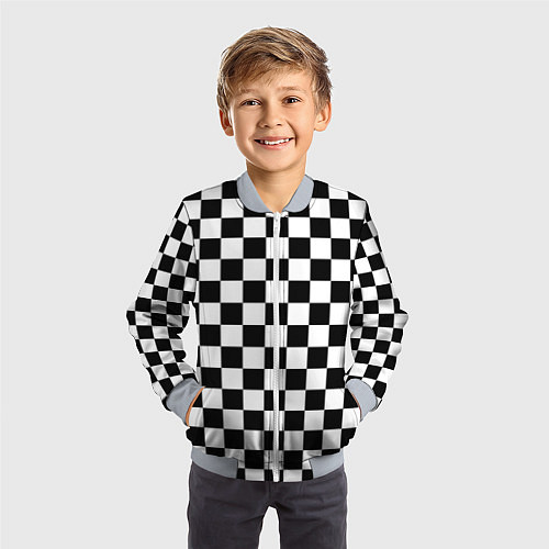 Детский бомбер Chess Squares Cubes / 3D-Серый – фото 3