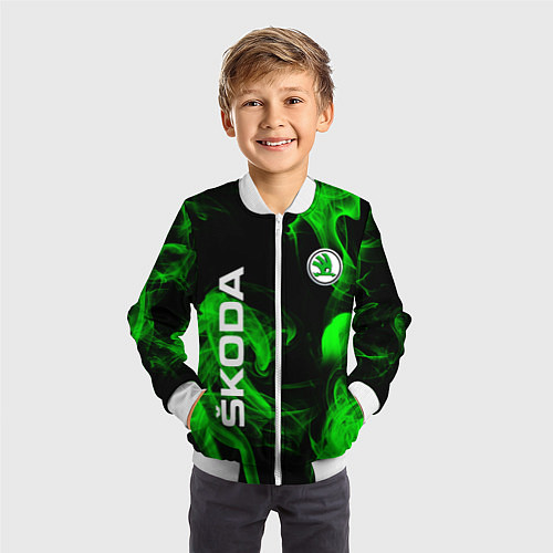 Детский бомбер Skoda: Green Smoke / 3D-Белый – фото 3