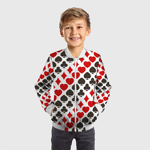 Детский бомбер Карточные Масти Card Suits / 3D-Белый – фото 3