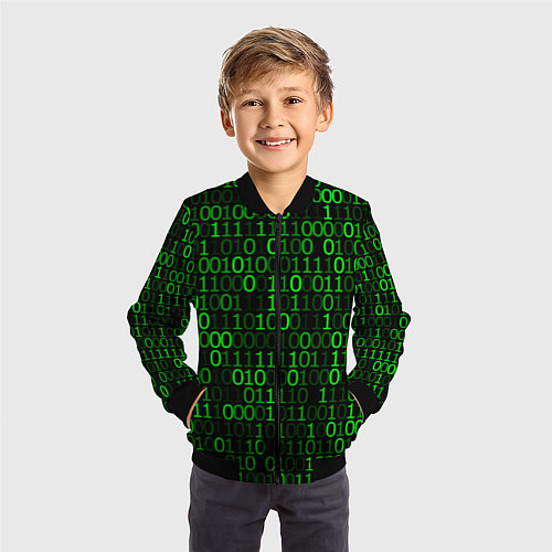 Детский бомбер Бинарный Код Binary Code / 3D-Черный – фото 3
