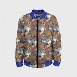Бомбер детский Волки Wolfs паттерн, цвет: 3D-синий