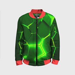 Детский бомбер 3D ПЛИТЫ НЕОН NEON GREEN HEXAGON РАЗЛОМ