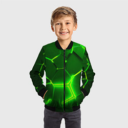 Бомбер детский 3D ПЛИТЫ НЕОН NEON GREEN HEXAGON РАЗЛОМ, цвет: 3D-черный — фото 2