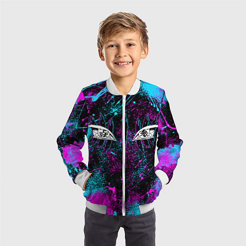 Детский бомбер ГЛАЗА АКАЗЫ ГЛИТЧ / 3D-Белый – фото 3