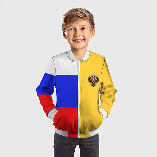 Детский бомбер Имперское знамя ТРИКОЛОР / 3D-Белый – фото 3