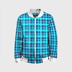 Детский бомбер Неоновый узор в клеточку Голубая клетка Светящиеся