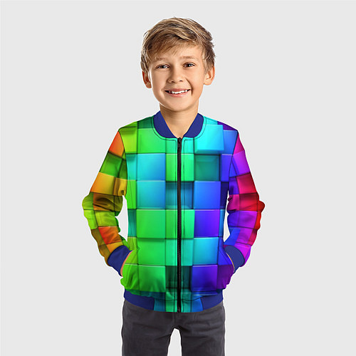 Детский бомбер Color geometrics pattern Vanguard / 3D-Синий – фото 3