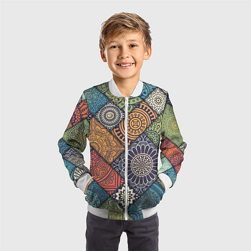 Детский бомбер Mandala-pattern / 3D-Белый – фото 3
