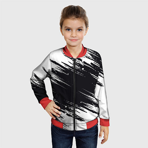 Детский бомбер БЕЛАЯ КРАСКА БРЫЗГИ / 3D-Красный – фото 4