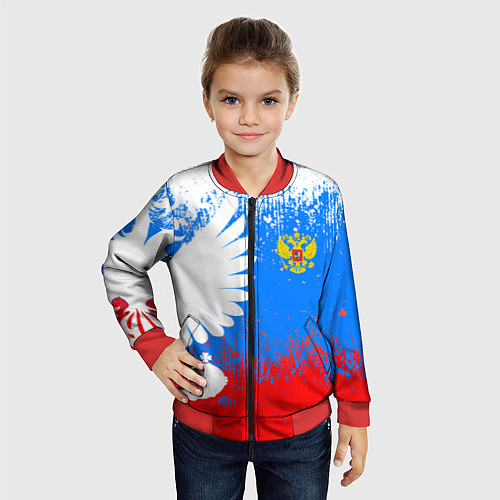 Детский бомбер Я русский герб / 3D-Красный – фото 4