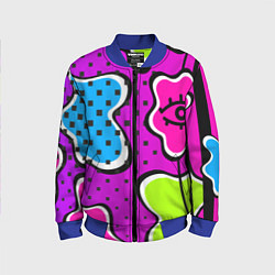 Детский бомбер Яркий абстрактный узор в стиле 90х, неоновые цвета