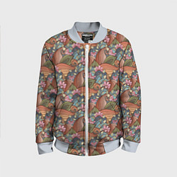 Бомбер детский Паттерн волнистые узоры, цвет: 3D-серый