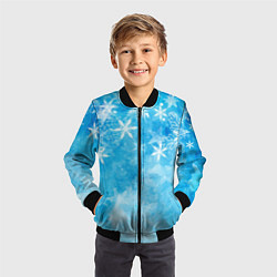 Бомбер детский Новогодние снежинки, цвет: 3D-черный — фото 2