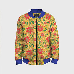 Бомбер детский Оранжевая хохлома, цвет: 3D-синий