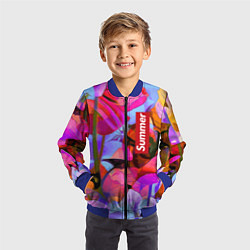 Бомбер детский Красочный летний цветочный паттерн Summer color pa, цвет: 3D-синий — фото 2