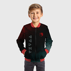 Бомбер детский The witcher Волк Черные Молнии, цвет: 3D-красный — фото 2