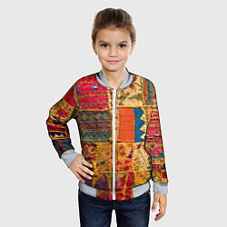 Бомбер детский Пэчворк Лоскутное одеяло Patchwork Quilt, цвет: 3D-серый — фото 2