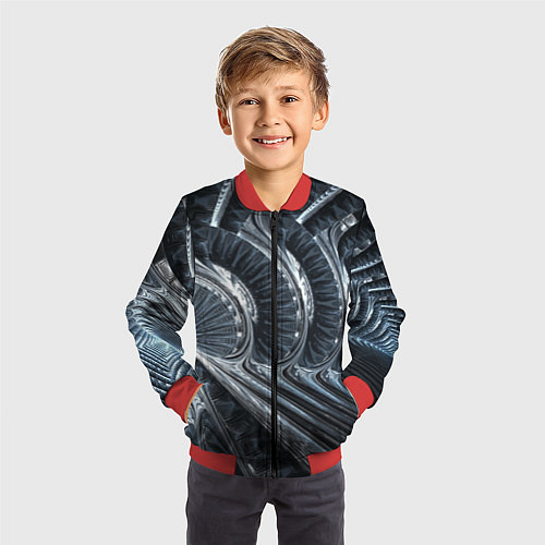 Детский бомбер Фрактальный абстрактный паттерн Броня Fractal Abst / 3D-Красный – фото 3