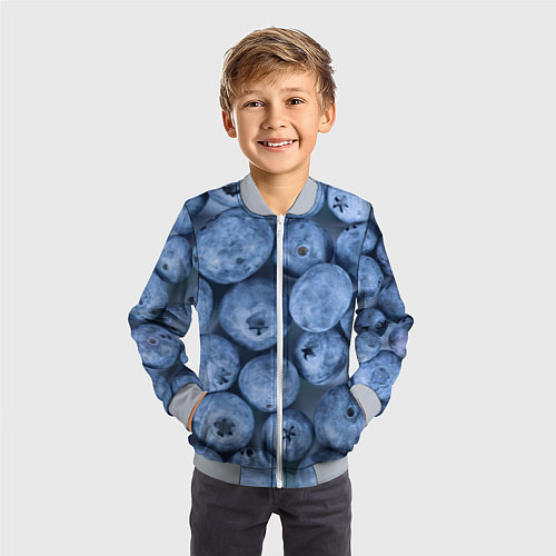Детский бомбер Голубика - фон / 3D-Серый – фото 3